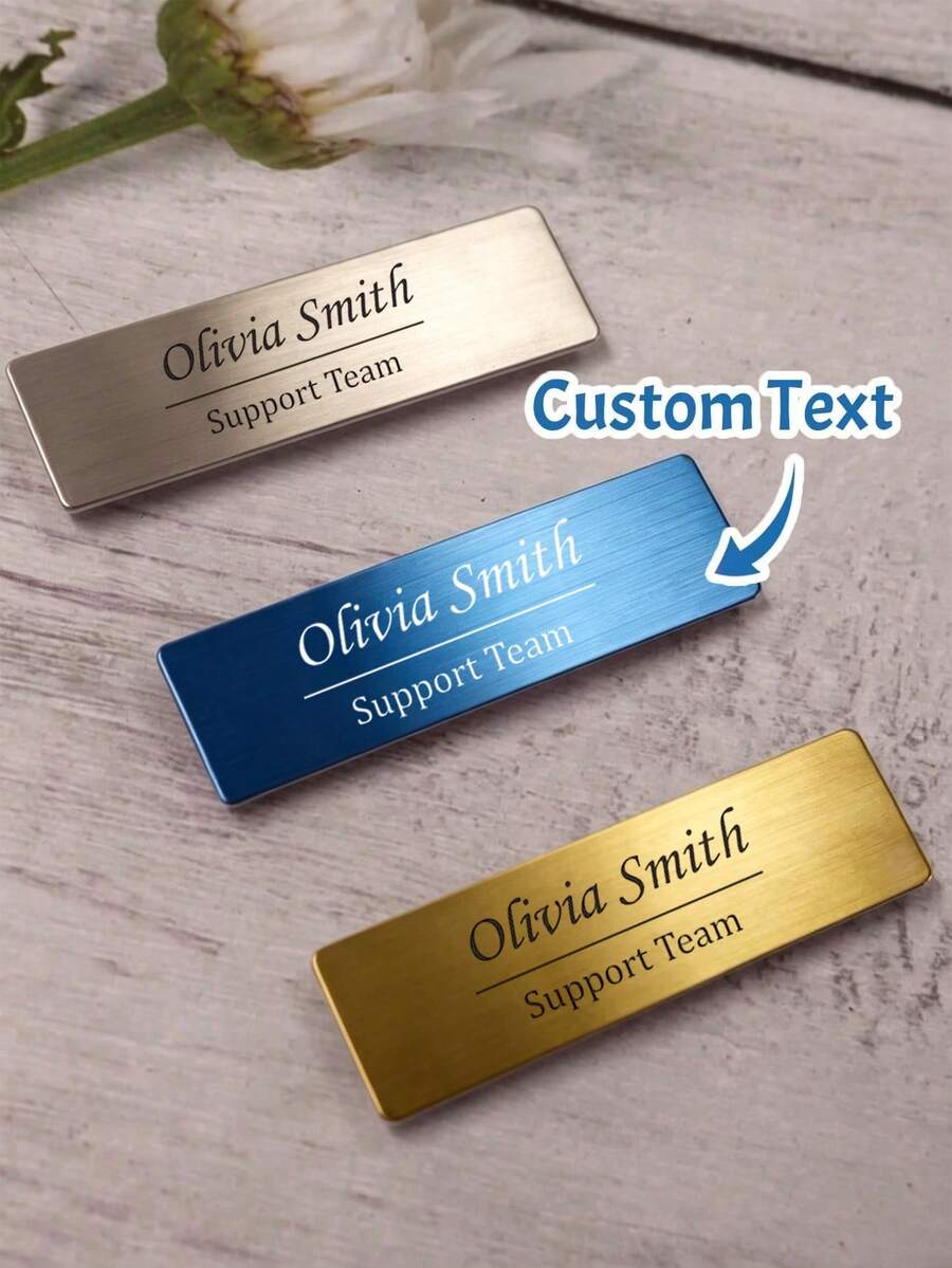Customized Name Badge Pin, Employee ID Tag With Pin, Personalized Name Plate, Personalized Elegant Name Plate, Minimalist Design, Novel Slogan Theme Business ID - Square Badge, Suitable For Managers And Professionals, Father's Day Gift, Mother's Day Gift, Teacher's Day Gift, Corporate Gift, School Supplies, Back To School Season, School Gift, Office Supplies, School Supplies, Classroom Supplies, Teacher Gift, Colleague Gift