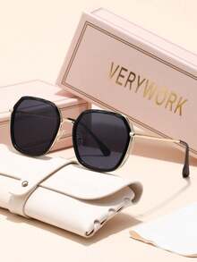 Visivana Verywork 女款幾何現代時尚眼鏡，大框方框，優雅風格，適合街頭穿搭、節慶、海灘與旅行，優雅現代 - 彩色 - 查看 5