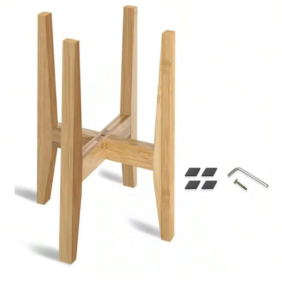 Adjustable Bamboo Wooden Plant Stand Plant And Flower Pot Base Holder Natural - UK-g049201 - View 1
