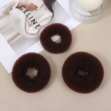 1/2/3 Peças Donuts para Coque de Cabelo, Portátil Multitamanho, Modelagem Firme, Estrutura de Malha Fofa que Eleva Facilmente a Coroa e o Volume do Cabelo, Adequado para Penteados Diários, Looks de Encontro, Cabelo de Salão, Pode Ser Combinado com Roupas Temáticas de Natal e Halloween - Multicolorido - Visão 7