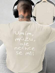 Kreatives, beidseitig bedrucktes Herren--Shirt im Design,-Shirt mit lustigem tschechischem Textdruck, einzigartige Sprache, vielseitig und stilvoll, geeignet für Freizeitkleidung zu Hause und Outdo - Schwarz - Übersicht 10
