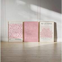 3pcs Matisse & Picasso Inspired Pink Wall Art Set - Abstract Floral Market Posters, Living Room, Bedroom, Dining Room Decor Canvas Prints (Unframed) Birthday Graduation Gift Kitchen Decor - Pink - View 10
