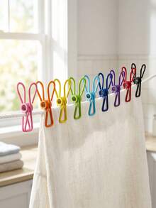 30 piezas de pinzas de metal recubiertas de PVC de colores, clips prácticos de uso múltiple para colgar ropa, sellar bolsas de aperitivos, fijar fotos, almacenamiento en el hogar y la oficina, clips pequeños a prueba de óxido - Clips de resorte de colores - Ver 6