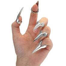 5/10 piezas Anillos de garra de metal gótico de dedo completo, anillos de garra de lobo estilo punk exagerado, herramientas de sección de cabello para trenzado, rizado y peinado - Multicolor - Ver 12