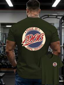 Camiseta casual para hombre, con diseños impresos a doble cara en la parte delantera y trasera, cómoda y transpirable, con un diseño de insignia conmemorativa MADE IN 1966 - la el - Blanco - Ver 7