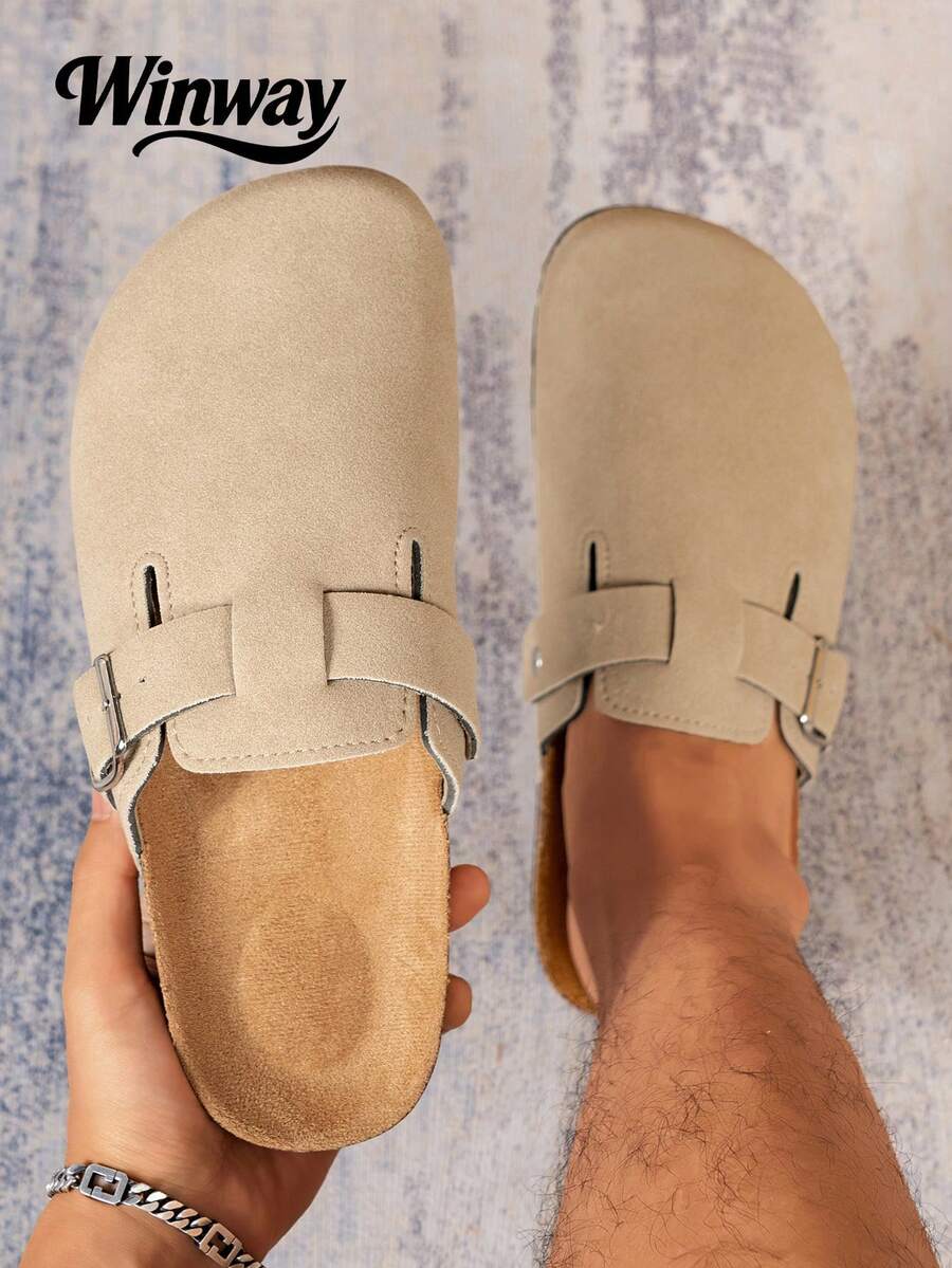 Wide Fit Men's Casual Slip-On Mule Shoes With Half-Covered Toe