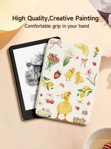 Cartoon Little Yellow Duck Floral Pattern Protective Case Compatible With Kindle 2024, Ko-Bo, Kindle NK 11/Kindle Youth Edition/Kindle Paperwhite 5, E-Book Protective Case, With Auto Wake/Sleep Function, Lightweight And Convenient, Perfect Fit To Protect Your Reading Device, Romantic And Practical Gift - Multicolor - View 3