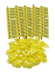 山羊耳標 羊耳標 數字 001-100 農場動物牛隻標記識別工具用品 牲畜耳標鉗 施用器 控制裝置 金屬耳刺鉗 - 彩色 - 查看 17