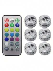 أضواء جوية غاطسة RGB 6/4/1، أضواء جوية LED مقاومة للماء مع تحكم عن بعد، أضواء عائمة مع مؤقت لحوض الاستحمام وحوض السمك والمزهرية، تغيير ألوان RGB متعددة، مناسبة لديكور الزفاف والحفلات المنزلية والعطلات - مصباح صغير - مشاهدة 15