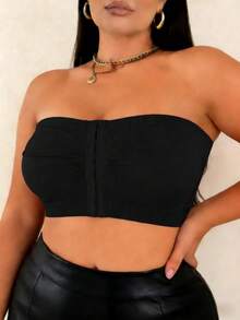 EssElegance, Plus Size, Strapless, Bra, Seamless, Invisible, Front Closure, Wireless, Beautiful Back, Shaping - Black - View 5