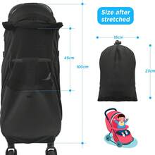1pc Universal Stroller Sun Shade Cover, Mosquito Netting, Light Blocking Sun Sail Canopy For Baby Stroller - Black - View 3