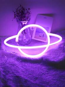 1pc Home Decor Planet LED Neon Light, USB And Battery Powered, Suitable For Bedroom Wall Decor,Birthday Party Decor Light,Indoor Room Decor Light,Bar And Shop Window Decor Light,Birthday Gift For Friends,Game Room Decor Neon Sign Light - 彩色 - 查看 5