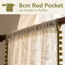 1pc European Style Thick Jacquard Floral Curtain, Suitable For Living Room, Bedroom, Balcony, Dining Room, With Rod Pocket For Easy Hanging - Beige - View 8