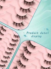 10 Pairs Fluffy 3D Half Eye False Eyelashes, Create Elongated Eye Tail Look, Realistic Mink Fur Messy Style False Eyelashes - 黑色 - 查看 7