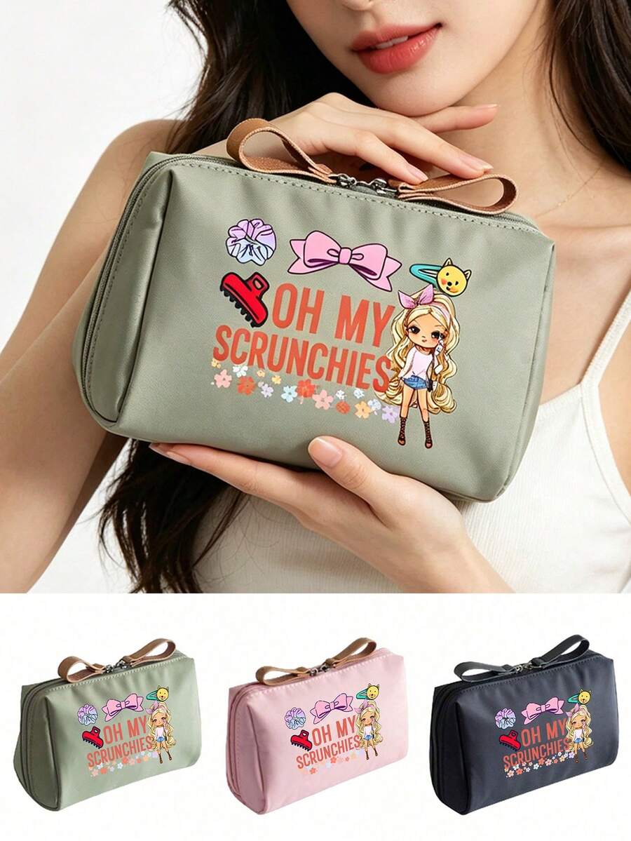 女款可愛美妝護膚旅行收納袋 - 輕便可折疊化妝盥洗包附拉鍊，便攜旅行盥洗袋、口紅收納袋、零錢包，大容量化妝收納適用於日常、SPA、度假 - 耐用護膚