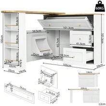 Extendable Bar Table With Storage (138-204*39*105cm), Kitchen Furniture, Sideboard With Snack Shelf, Telescopic Bar Table, High Table, Bistro Table, Kitchen Island, Black - 白色 - 查看 6