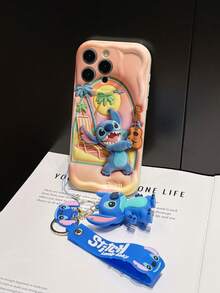 Disney Has Authorized, Phone Case - Chain Set, The Stitch Lilo & Stitch 3D Phone Case Plus A Silicone 3D Stitch Bracelet With Metallic Ring Removable Bracelet, Stitch And Angel Pattern, Compatible With Iphone17/16/15/14/13/12/11/XS/XR/X Plus Pro Max, A Stylish Cartoon Phone Case, The Perfect Gift Choice, Phone Protection, Durable Phone Cover, Great Gift For Friends And Family. - 白色 - 查看 5