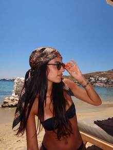 1pc Bohemian Vintage Paisley Women's Scarf/Bandana, New Spring High-End Versatile Fashion Accessory Silk Scarf, Can Be Used As Neck Scarf, Headband, Head Wrap Or Shawl, Suitable For Spring/Summer Beach Vacation, Street Fashion Styling, Ideal Choice To Enhance Overall Look, Travel Essential, Beach Towel - Black - View 1