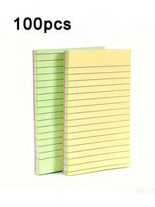 2pcs/1pc Lined Sticky Notes, 4 Colors Mixed 100 Sheets/Book, Portable Student Note Marking Sticky Note Pad, Self-Adhesive Easy To Use, Suitable For Office, Home, School, Office Assistant, Study Supplies, Back To School Essential, Dormitory Essential - 10*15.2cm - View 7