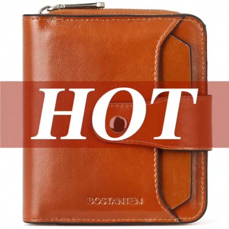 BOSTANTEN Women's Leather Wallet With RFID Blocking, Small Foldable Zippered Card Pocket With ID Window - 3-a-brown-oil Wax - View 8