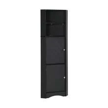 Bathroom Cabinet, Corner Unit With Two Storage Compartments, Open Compartment With Adjustable Shelf, 36.5 X 36.5 X 155 Cm - Black - View 9