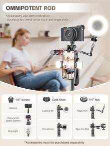 AXNEN 2020mm/79.53 Inch Extendable Selfie Stick Tripod With Remote Control, Multi-Function Foldable Rotating Phone Holder, 360° With Stable Handle, Floor Stand. Suitable For IPhone And Android, For Live Streaming, Vlog, Family Gatherings, Christmas Parties - View 8