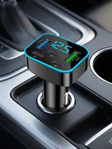 XF.Meraki 1pc Multi-Port 3PD 2USB Car Charger, Fast Charging PD QC3.0 USB-C Car Phone Charger With Type-C Adapter, Supports Simultaneous Fast Charging Of Multiple Devices With Computer Display And Real-Time Digital Display, Car - 5-in-1 Car Charger - View 9