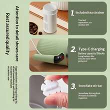 Electric Stirring Mug, Temperature Display Magnetic Electric Coffee Cup Milkshake Cup, Tea Cup Tumbler, Portable Rechargeable Coffee Cup Insulated Mug - View 5