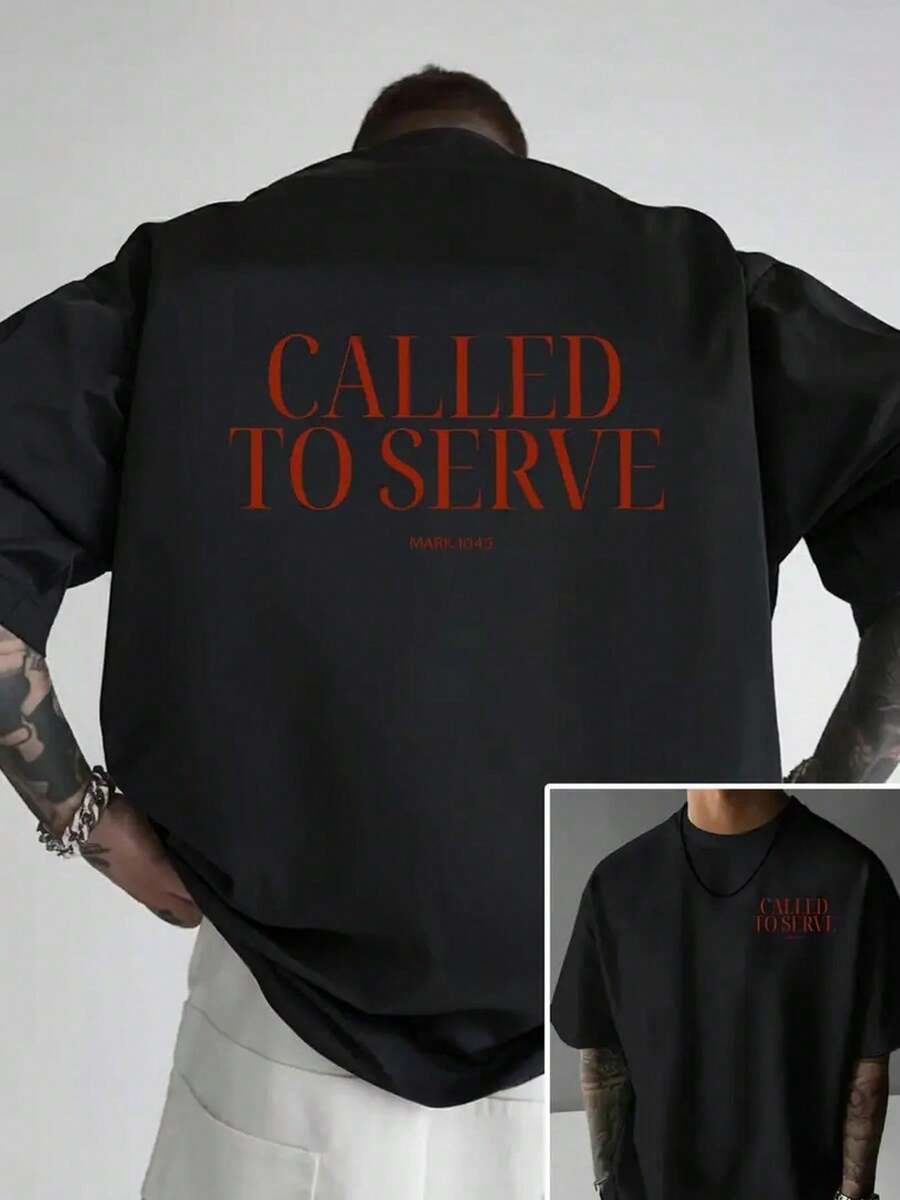 Call Services, Mark Gospel 10:45, camiseta de moda para hombre con estampado de doble cara, adecuada para el ocio diario en casa o actividades de fitness al aire libre, una prenda imprescind - Negro - Ver 1