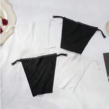 1pc Women's Black Diamond Double Layer Lace Breathable Fashionable Chest Cover Fake Collar, Suitable For Daily Wear - Black - View 4