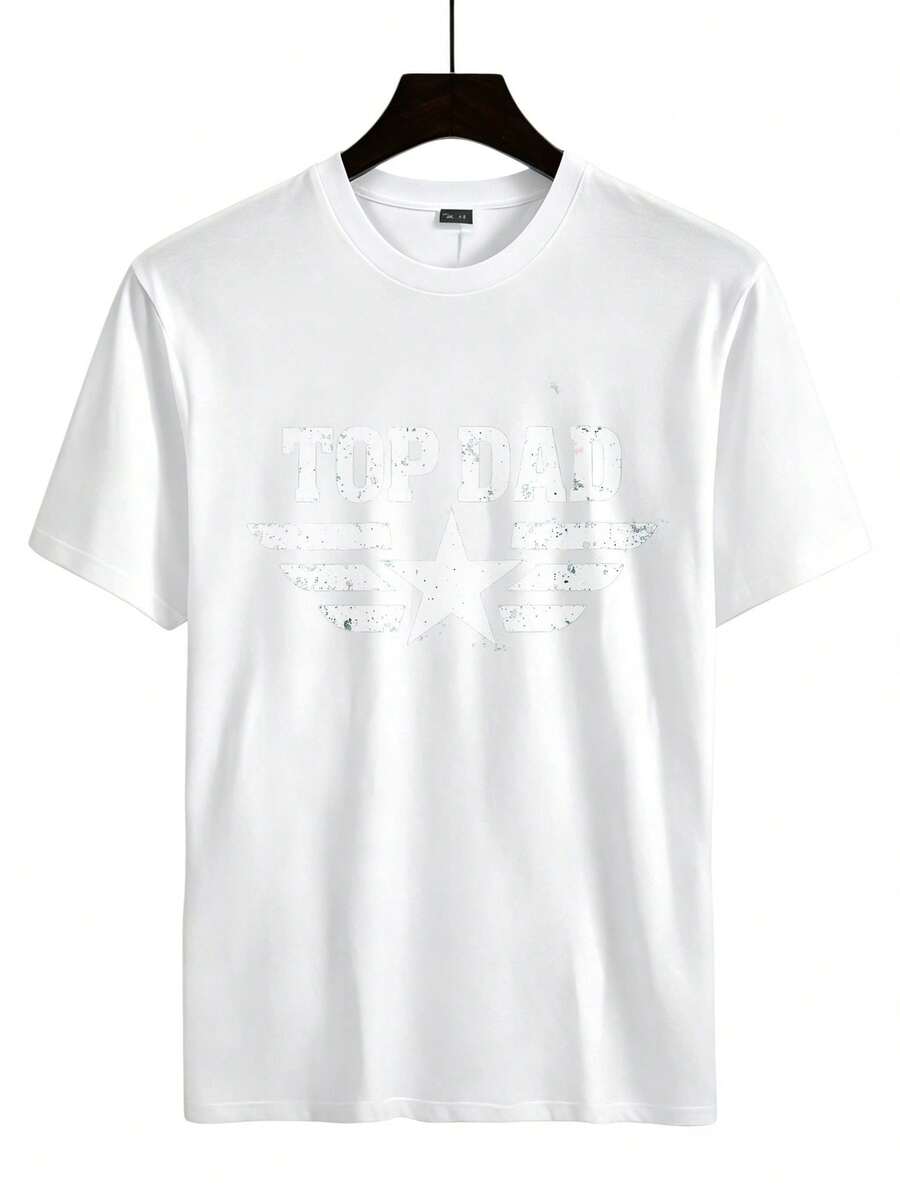 Nueva colección de parejas 2026 Top Dad Star Wings Frase Chida - Camiseta Casual para Día del Padre, Regalo Verano y Mundial 2026 - Blanco - Ver 1