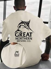 Una camiseta casual para hombre con un diseño creativo, estampado de Marlin GREAT NORTHERN, estilo retro americano, única y llamativa, estampado a doble cara en la parte delantera y tras - Blanco - Ver 7