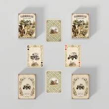 YFOPEN Farm Playing Cards, Vintage Farm Style, Featuring Farm Tools, Farm Animals, Farm Landscapes, Nostalgic Pastoral Style Leisure Cards, Home Gathering Entertainment Table Game Cards, Casual Fun Desktop Game Cards. - Multicolor - View 8