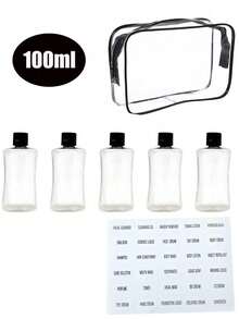 6/5組 / 1個 - 100ml 平頂翻蓋防漏小旅行噴霧瓶，化妝品瓶與儲物瓶。配有透明儲物袋和標籤，可用於存放洗髮精、乳液和化妝品。可重複使用 - 多色 - 查看 1