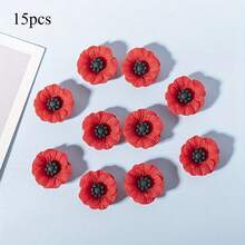 5/10/15pcs Red Poppy Flower Fridge Magnets, Cute And Interesting Kitchen Decor, Room And Office Decor, Home Decor, ABS Material, Perfect Gift For Holidays, Refrigerator Magnets - Red - View 9