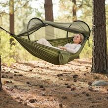 3-In-1 Premium Double Hammock With Mosquito Net, Easy Install, Compatible With Sturdy Frames, Spacious Camping Bed, Lightweight & Durable For Travel, Camping & Courtyard - Dark Green - View 4