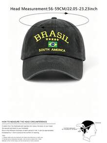 1 pieza Gorra de béisbol vintage lavada con estampado de estrella de Brasil, protección solar de verano, gorra unisex, protección para primavera, otoño, viajes, vacaciones, playa, Copa del Mundo - gorra de béisbol - Ver 9