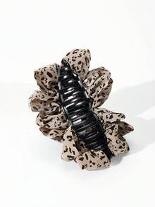 1pc Women's 14cm/5.51 Inch Solid Color Fabric Leopard Print Cloud Double-Sided Bow Large Hair Claw Clip Hair Accessory, Elegant And Sweet Campus Style, Suitable For Party, Prom, And Daily Wear - Multicolor - View 7