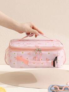 1pc Cute Cartoon Print Insulated Lunch Bag, Simple Large Capacity Lunch Box Bag, Insulated Soft Mini Cooler Bag, Back To School Insulated Meal Bag, Unisex Car Pattern, Fashionable Handheld Insulated Lunch Bag, Food Storage Organizer Bag, Lunch Box Handle, Suitable For Girls, Students, Office Workers To Carry Lunch, Travel, Outdoor Picnic - Multicolor - View 10