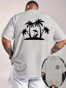 [Selección Niu Wang]Nueva camiseta casual de verano para hombre con cuello redondo acanalado y mangas cortas, con estampados tanto en la parte delantera como en la trasera, hecha de tela de - Negro - Ver 10