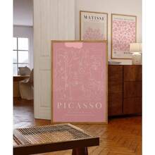 3pcs Matisse & Picasso Inspired Pink Wall Art Set - Abstract Floral Market Posters, Living Room, Bedroom, Dining Room Decor Canvas Prints (Unframed) Birthday Graduation Gift Kitchen Decor - Pink - View 4