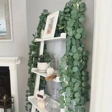 4 Stücke/Set Eukalyptus Girlande, künstliche Eukalyptusblätter Tischläufer grüne Rebe Trauben Girlande, Hochzeits Party Tisch Kamin Schlafzimmer Wanddekoration, Frühling & Sommer Heimdekoration - Grün - Übersicht 1