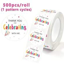 500張 (1捲) 線條圖案愛心貼紙，禮物包裝裝飾、書信寫作、玫瑰與紅心貼紙、信封封口貼、花卉情書封口貼、1英吋標籤貼紙 - 卡通 - 查看 6
