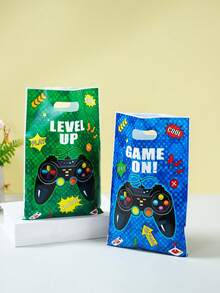 50個藍綠色遊戲主機主題禮品袋，遊戲風格禮品手提袋，遊戲生日糖果袋，禮品袋，遊戲之夜禮品收納袋，嬰兒洗禮禮品包裝袋，成年禮禮品包裝用品，小紀念品包裝袋，商店購物袋，餅乾烘焙袋，廚房桌面裝飾，家居裝飾，房間裝飾，派對贈品，家居裝飾，房間裝飾，男孩生日禮物，派對贈品 - 藍綠色遊戲機 - 查看 10