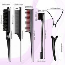 de 3-10 piezas, herramientas para trenzar el cabello, peine para coleta alta, peine lateral, herramienta para trenzar el cabello, peine de tres dientes, herramientas para peinar el cabello. - Albaricoque - Ver 7