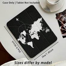 世界地圖與飛機圖案彩繪效果平板保護殼附支架，相容 Honor 8/9/10/X8/X8A/X9/X8Pro/X9Pro/MatePad SE 11 吋/MatePad 11 吋/11.5 吋/MatePad Pro/Apple 10th/11th Gen 2025 (A16)/Galaxy Tab A7/A9 及其他熱門機型 - 款式8 - 查看 4