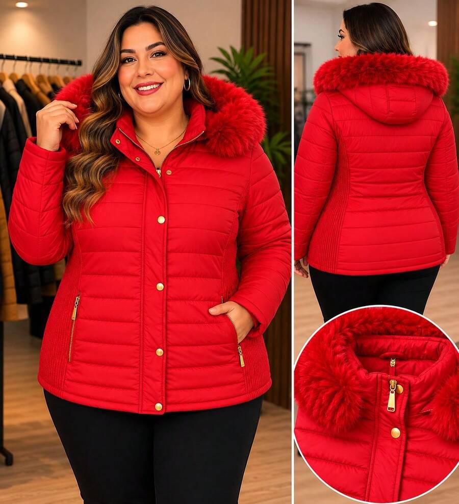 Women's Lined Plus Size Jacket - Redwood - View 1