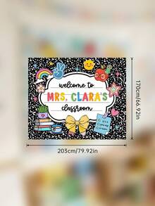 1pc Custom Text Welcome To Classroom Tapestries, Personalized Teacher Name Tapestry, Back To School Gift, Classroom Welcome Sign - Multicolor - View 10
