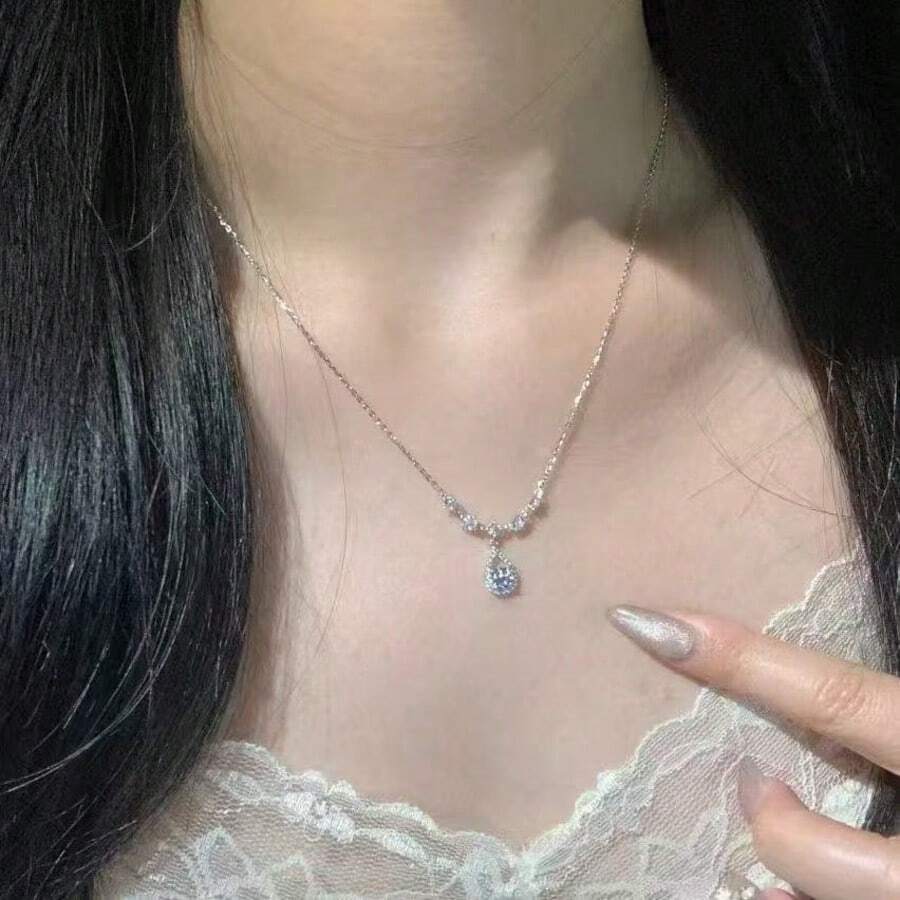 Kalung Air Mata Putri Duyung Wanita Model Baru, Liontin Mewah Kelas Atas, Hadiah Ulang Tahun - Perak - View 1