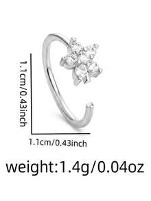 4pcs/1pc Silver Plated Full CZ Nose Ring - 20G Exquisite Densely Set Nose Ring, Suitable For Women And Men, Hypoallergenic Spiral Nose Hoop, Shiny Minimalist Piercing Jewelry Titanium Steel Neck Piercing Nose Ring Septum Jewelry - Silver - View 9